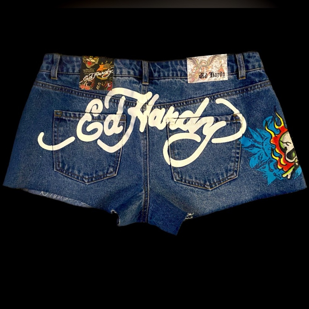 Women’s denim shorts from the brand Ed Hardy